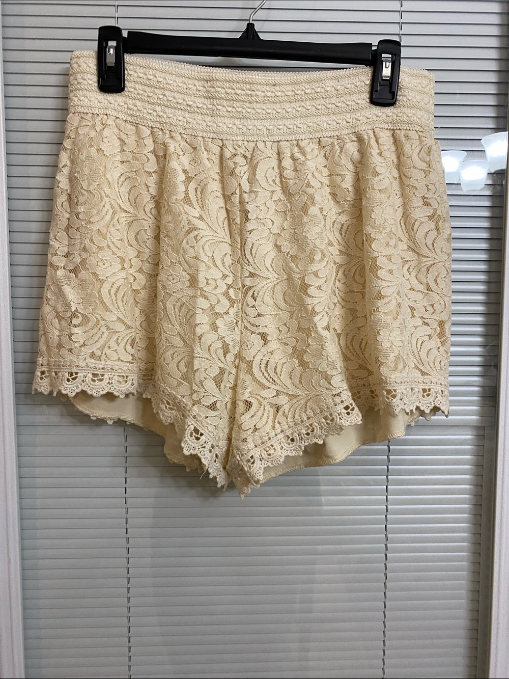 Ambiance Cream Lace Overlay Skort Shorts